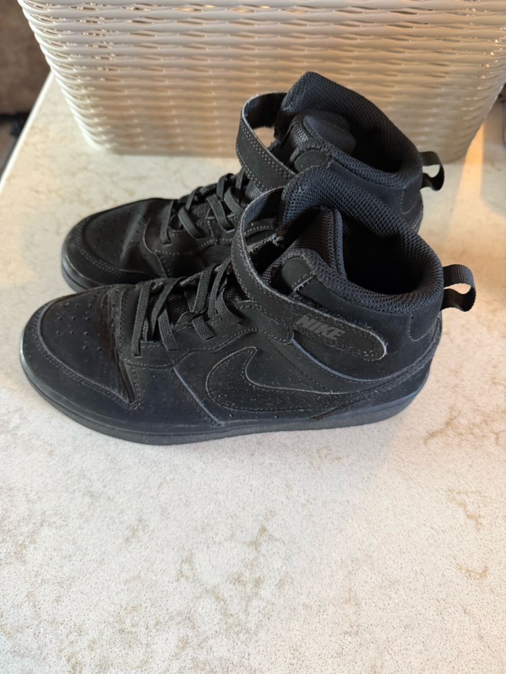 Nike Kids Youth 3Y Black High-Top Sneakers with Strap